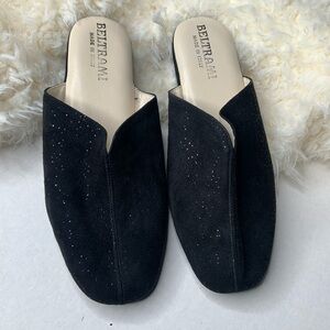 Beltrami house slippers black suede wedge heel EU 34 small